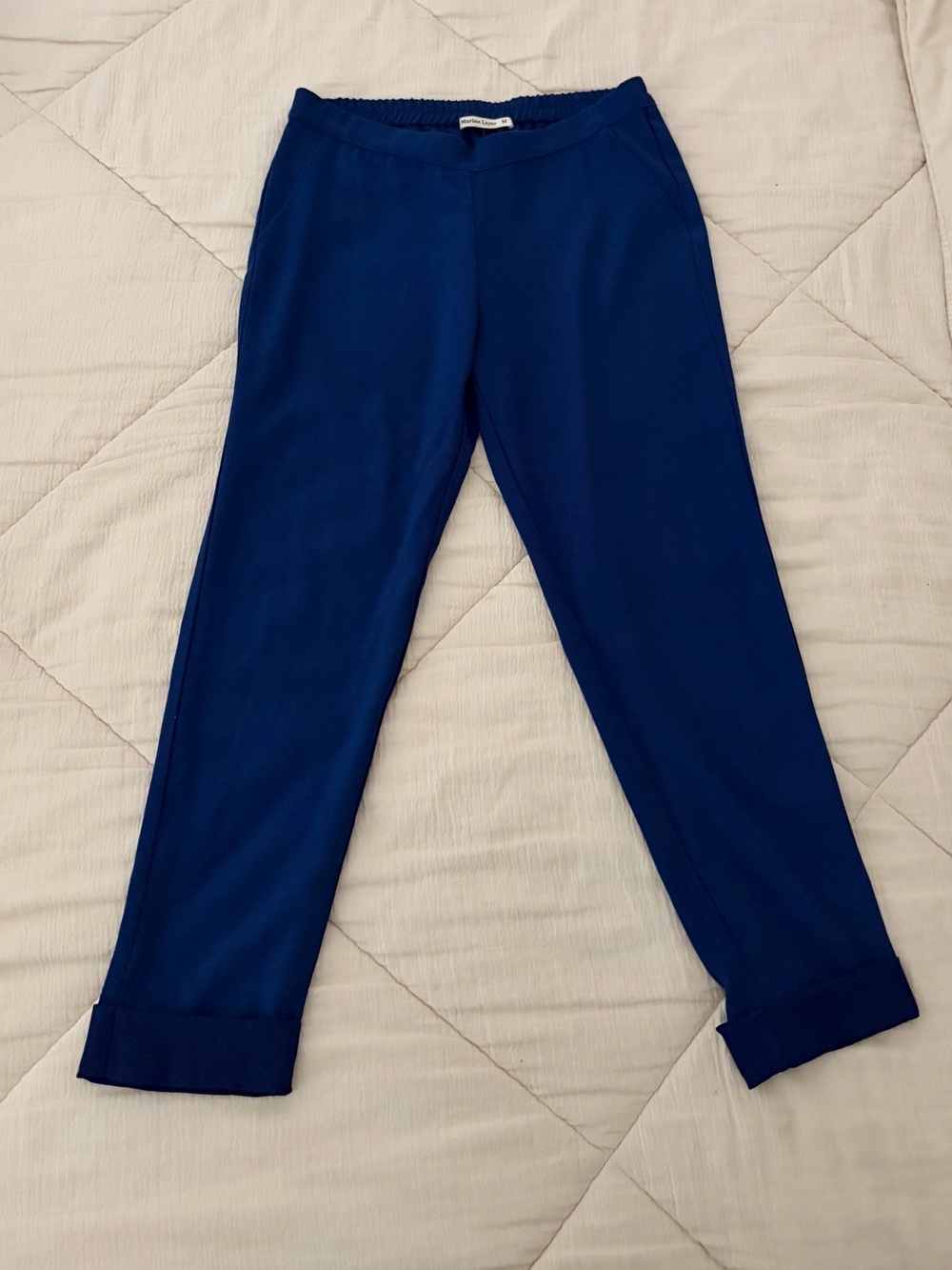 Marine Layer - Royal Blue Cropped Tapered Cuffed Pull-On Pants